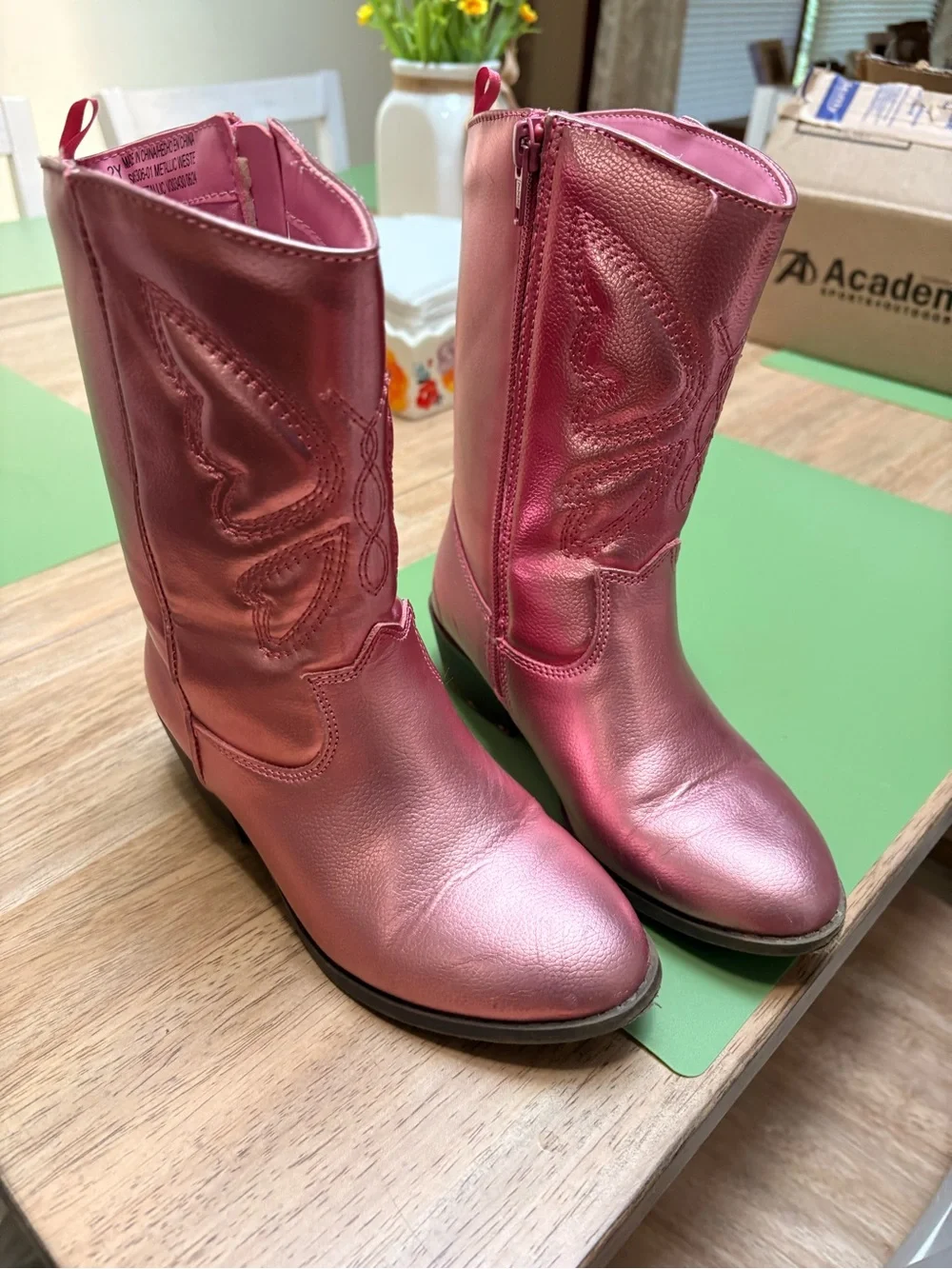 Metallic Pink Girls' Western Boots